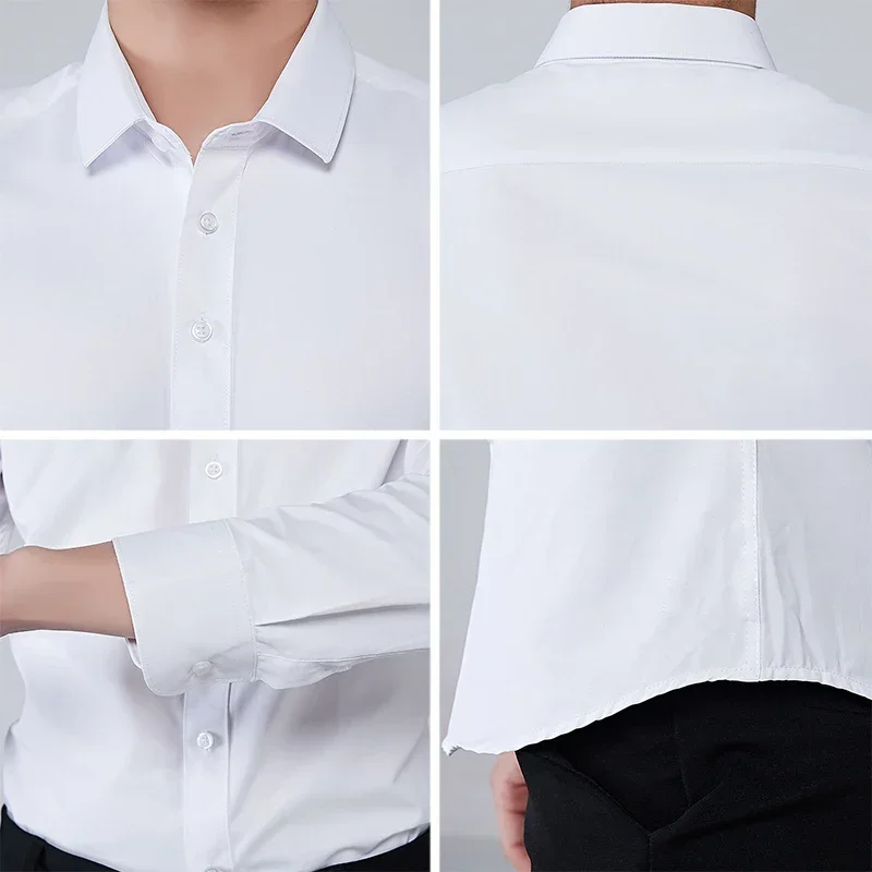 BROWON Brand Men Shirt Business Hydrophobic Material Long Sleeve Anti-fouling Social Shirt Slim Fit Shirt Big Size 5XL