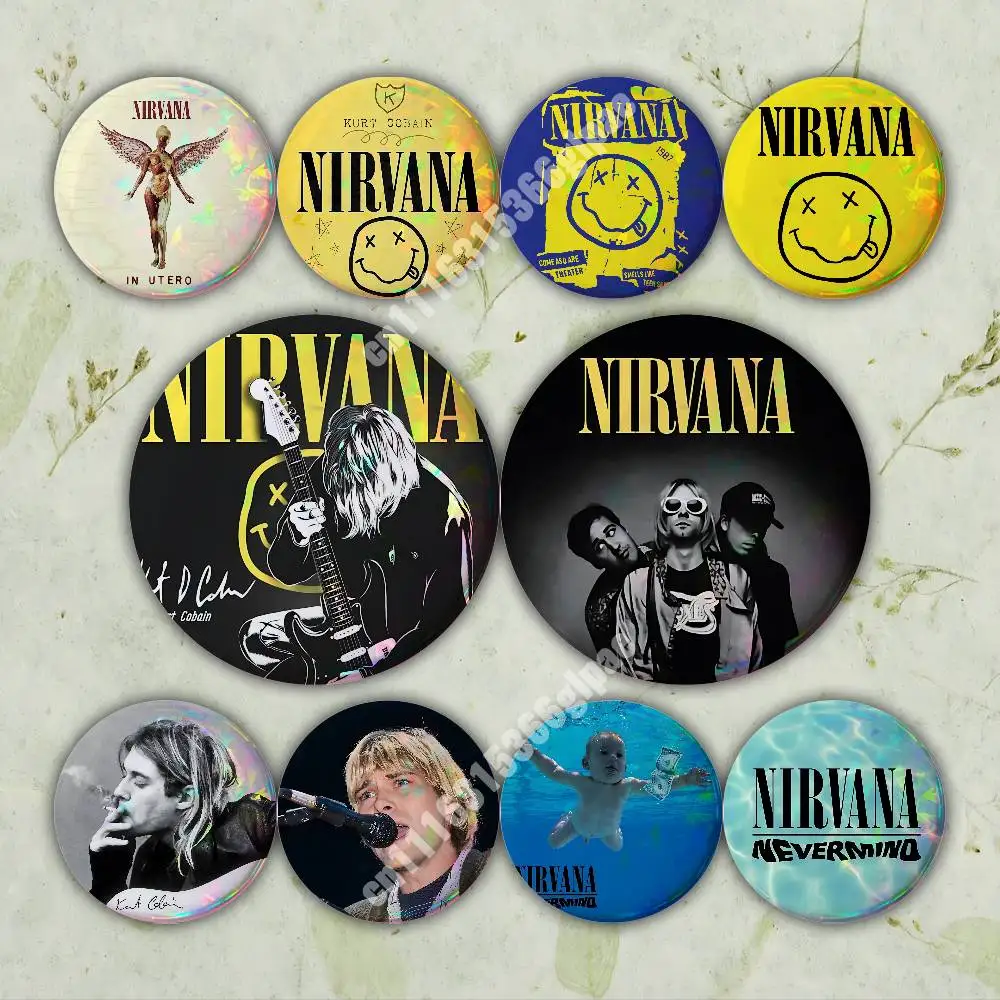 In Utero N-Nirvana Kurt Cobain Pin Badge 2PC Sets for Clothes & Accessories & Bags Metal Button Vibrant Collection