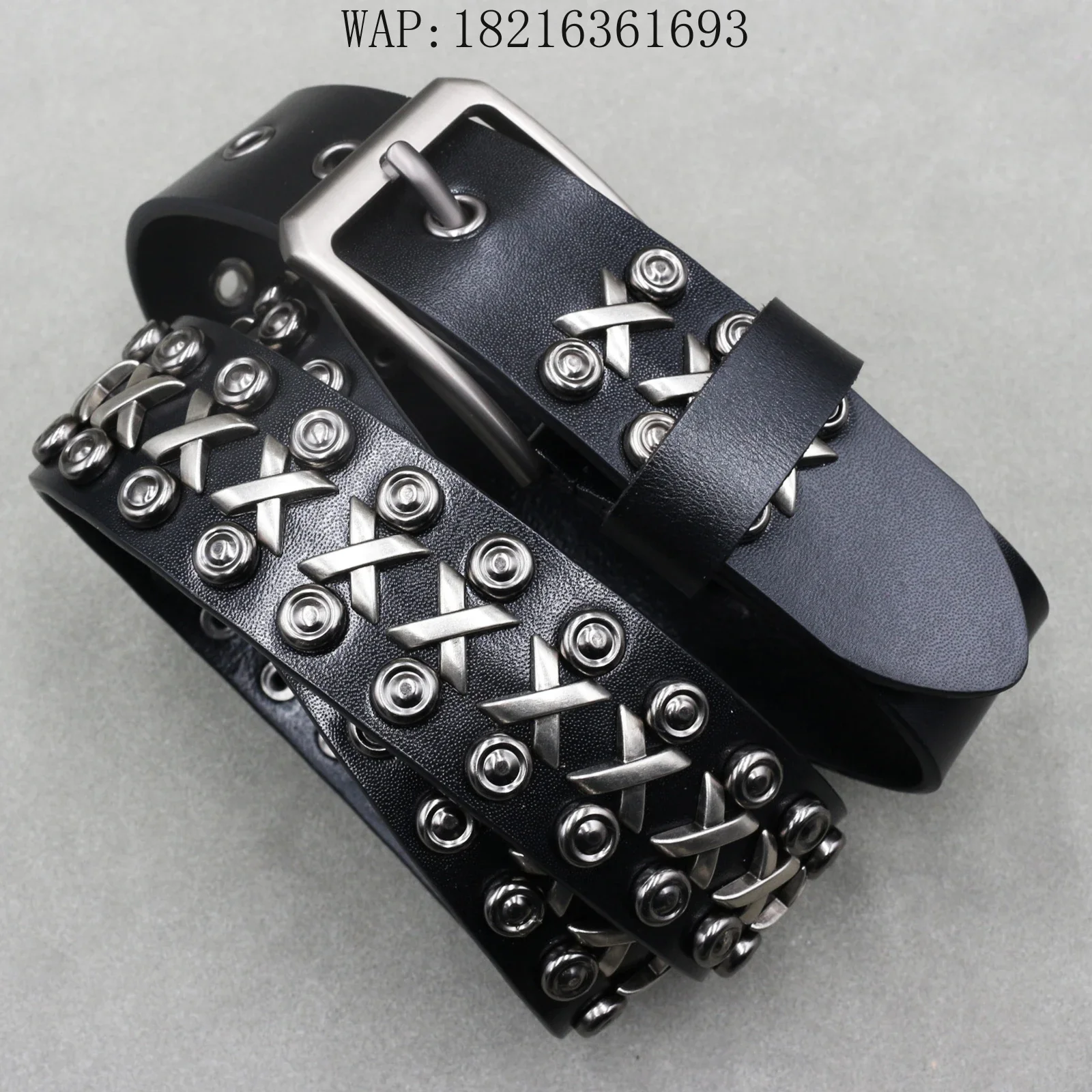 

2026GOOD Hip Hop Rivet Belt Metal Belt Women's And Women's Pin Buckle Jeans Belt