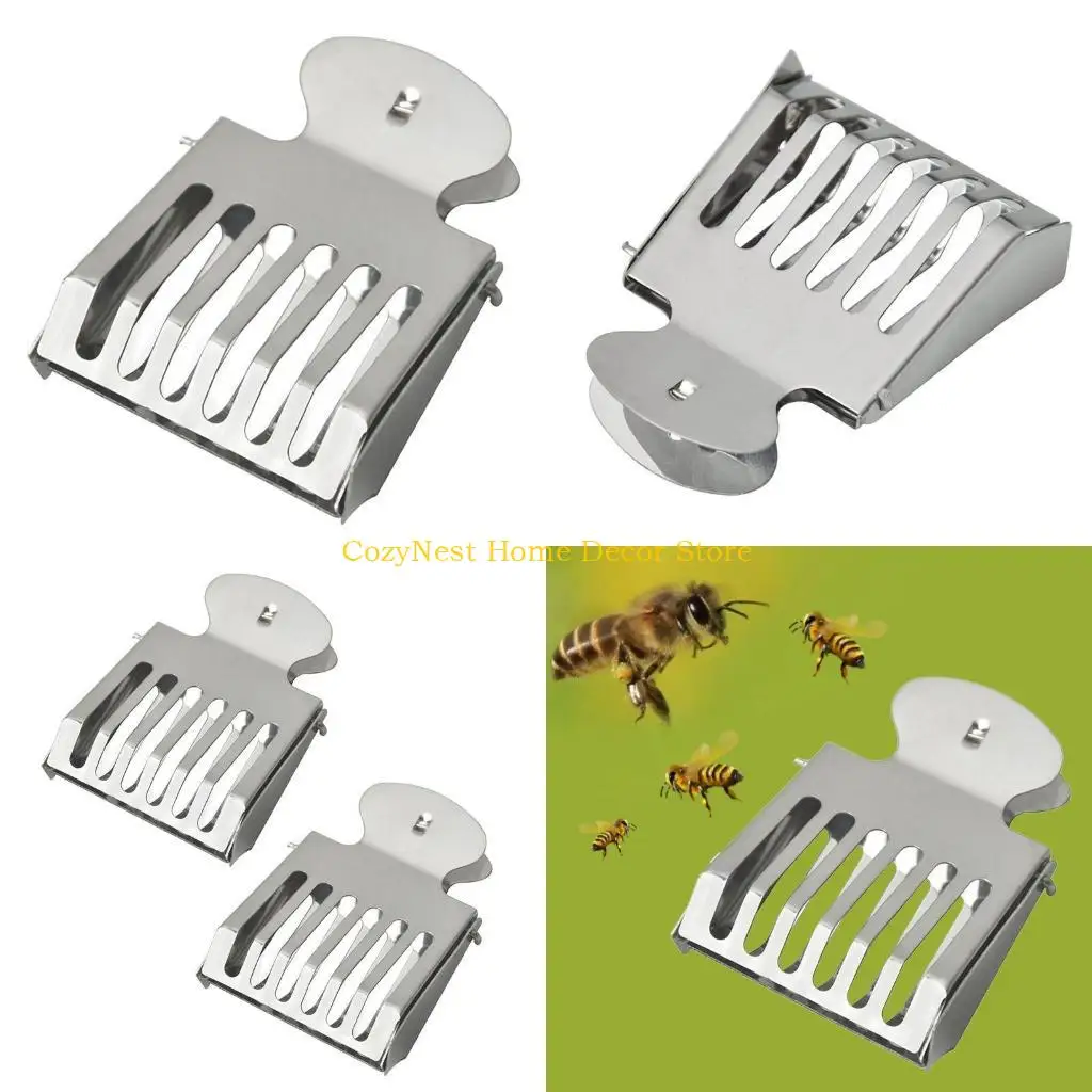 92MF 2Pcs Stainless Steel Beekeeping Queen Catcher Cage Marking Clip Beekeeper
