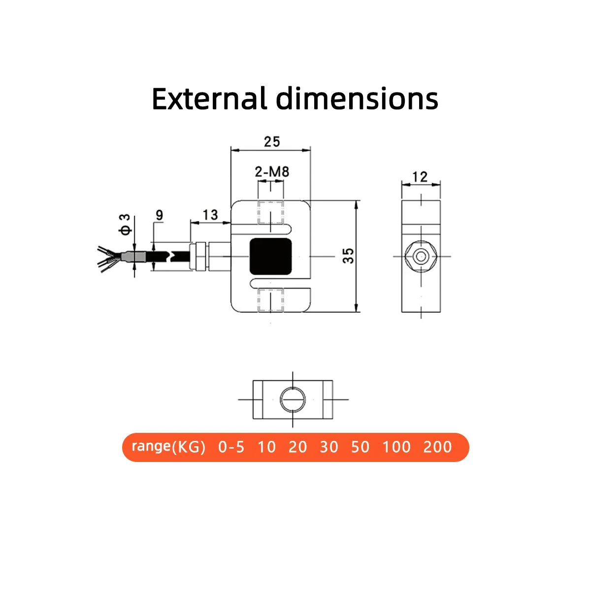 Micro S-type Tension and Pressure Sensor 0-5KG 10KG 20KG 30KG 50KG 100KG 200KG