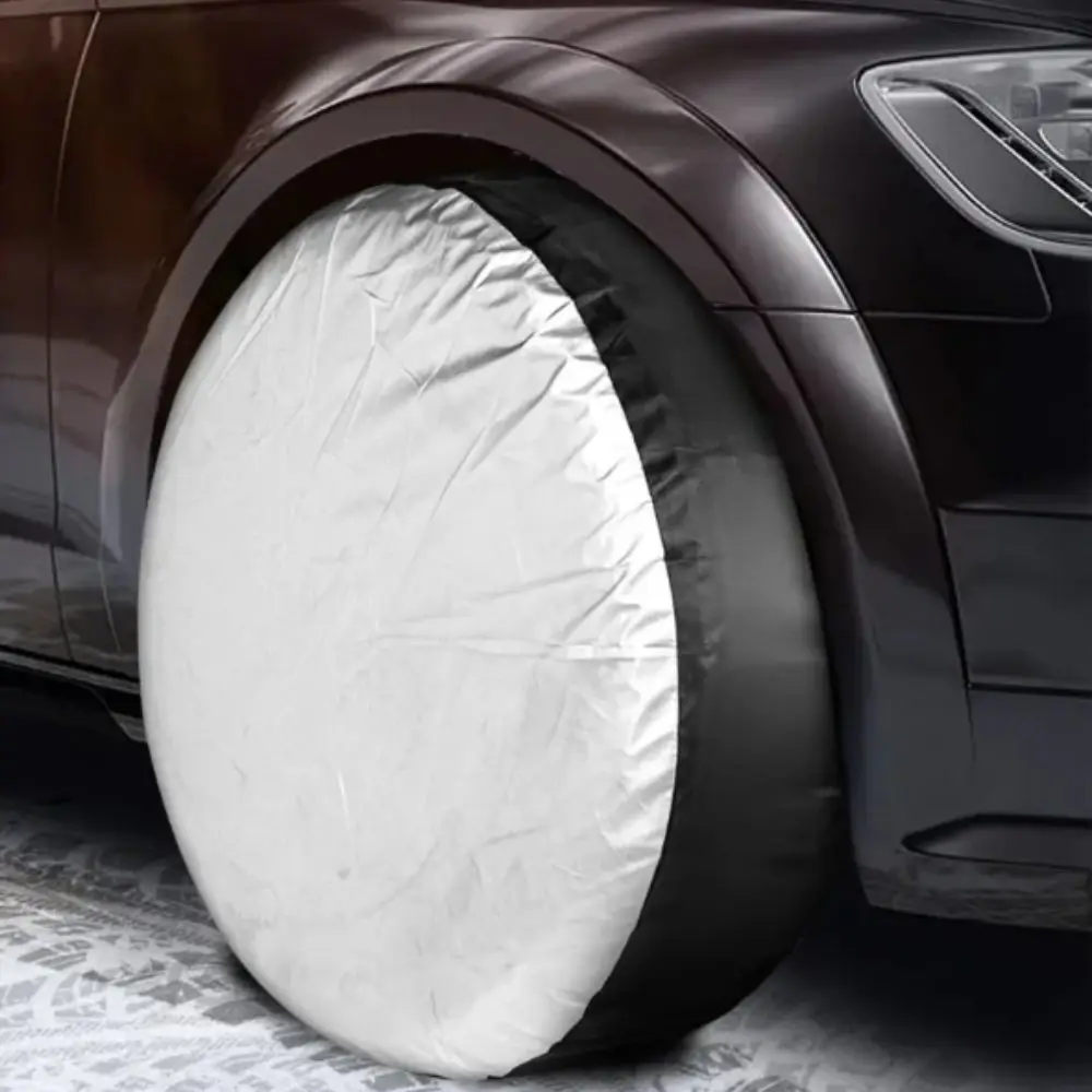 

Silver Black Tire Cover Case Waterproof 210D Oxford Cloth Spare Tire Cover Dust-proof Scratch Protector Wheel Storage Protector