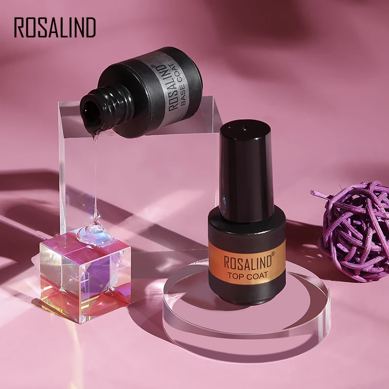 ROSALIND 미니 5ML 젤 매니큐어 컬러 매니큐어 광택 탑 코트 내구성 매니큐어 UV 조사 건조 네일 램프.