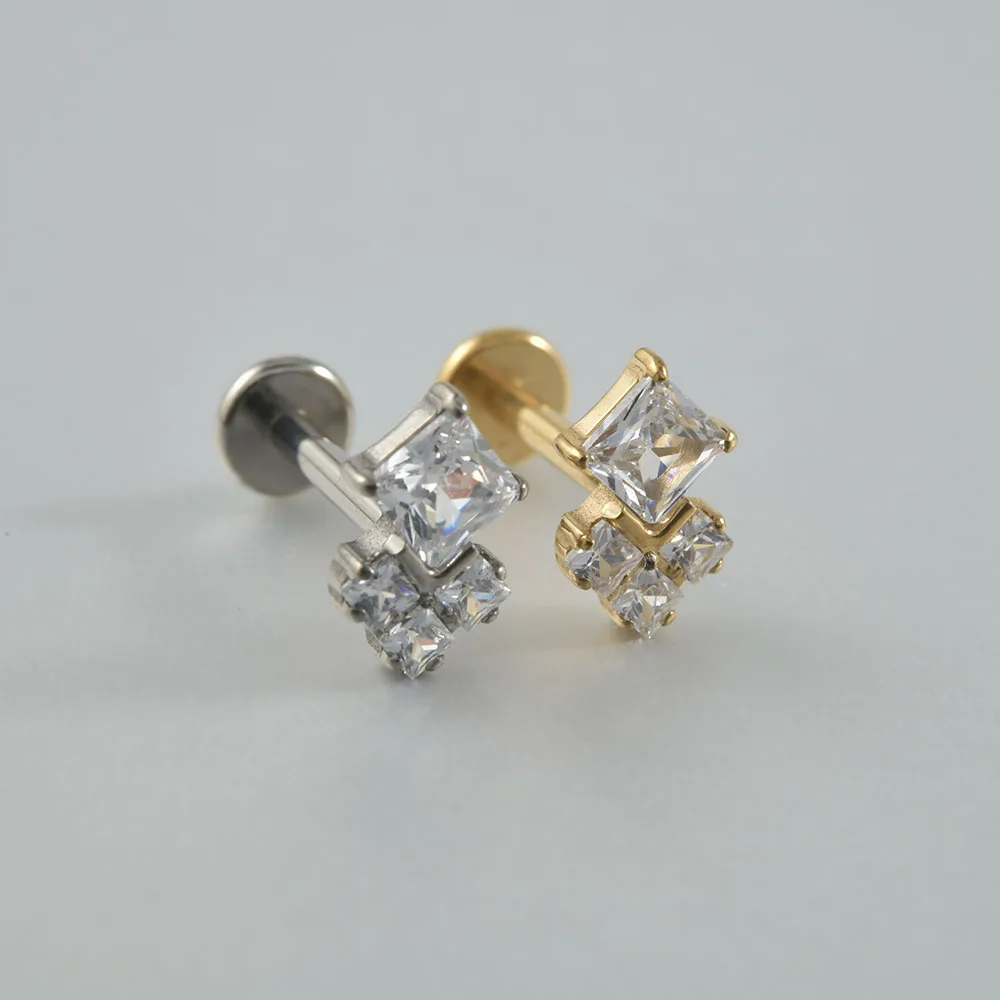 Women's Titanium CZ Ear Cartilage Labret Stud Earring