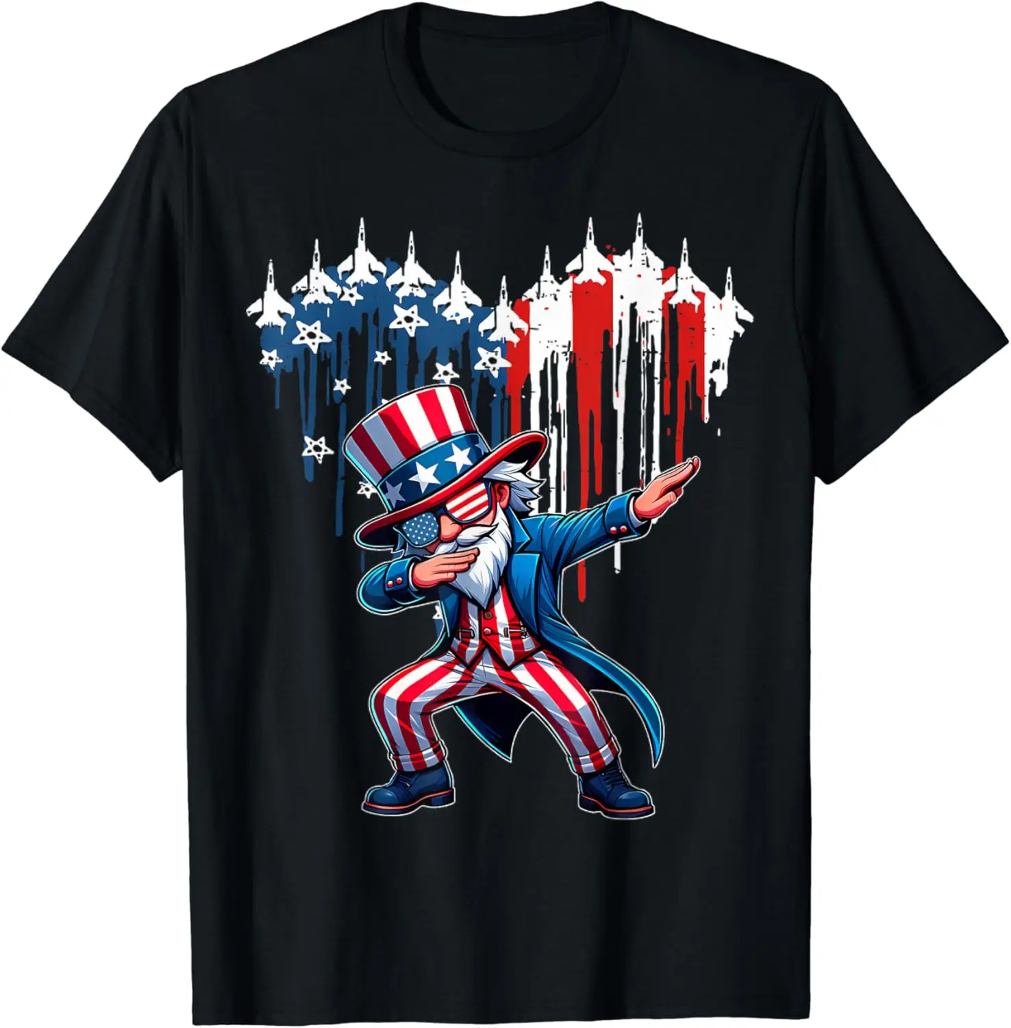 Fighter Jet American Flag 4Th Of July Patriotic Uncle Sam T-Shirt