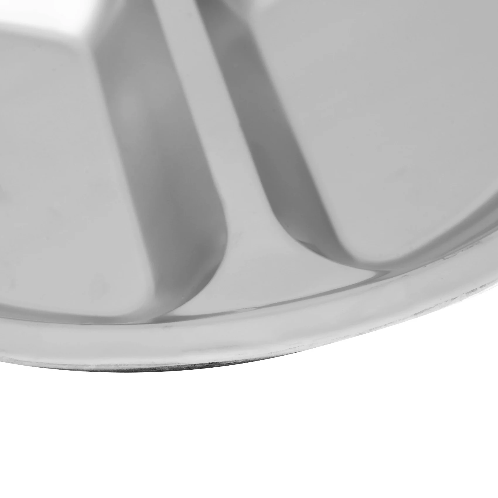AB11-4X Stainless Steel 3 Sections Round Divided Dish Snack Dinner Plate Diameter 24Cm