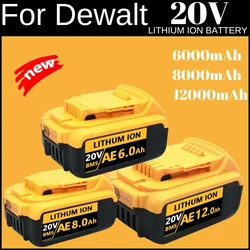 20V DCB200 12000mAh Replacement Li-ion Battery for DeWalt DCB205 DCB201 DCB203 Power Tool Battery 20 Volt MAX  With Charger