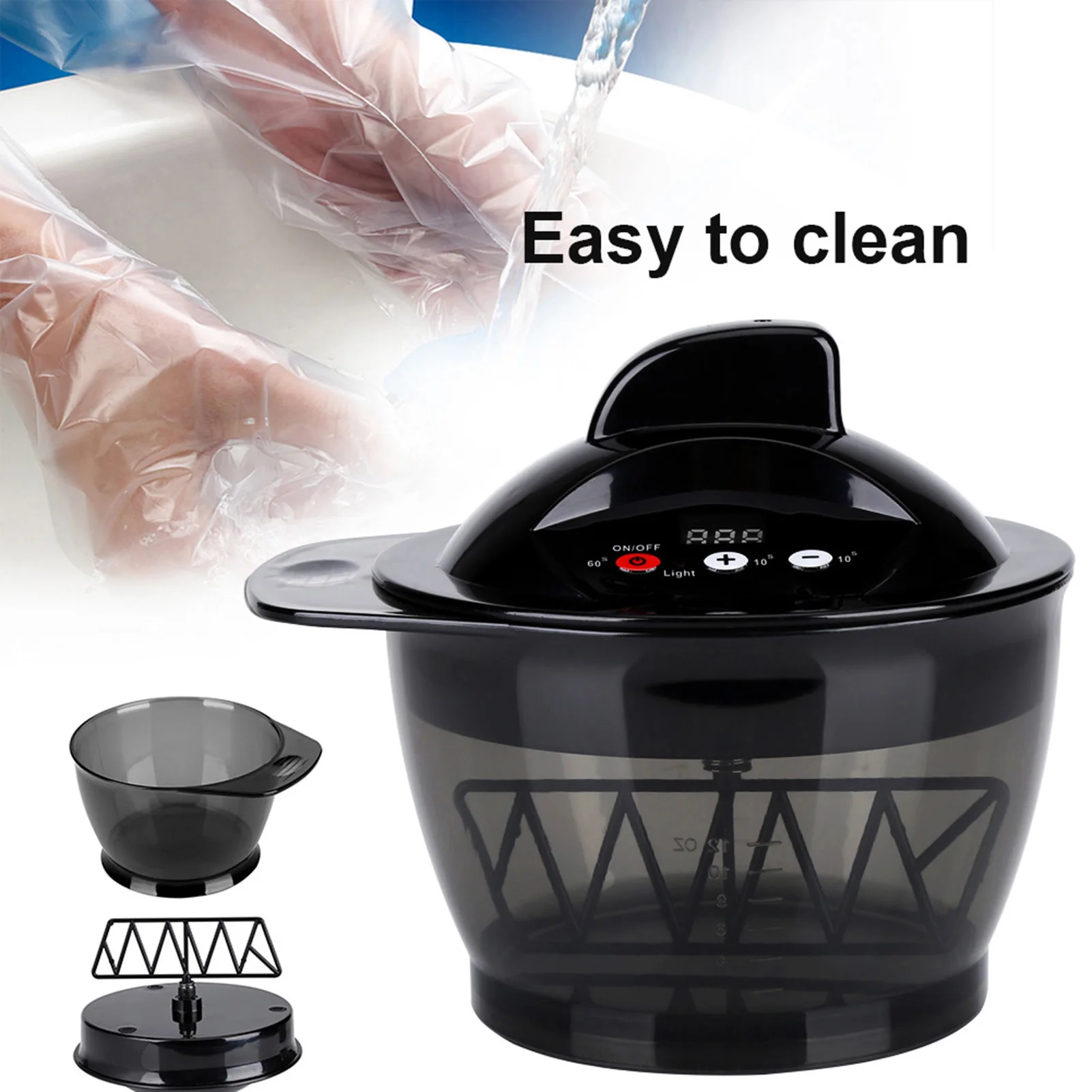 Electric Hair Cream Mixer USB Rechargeable LCD Time Display Electric Automatic Dye Coloring Cream Mixer Hair Color Mixing Bowl