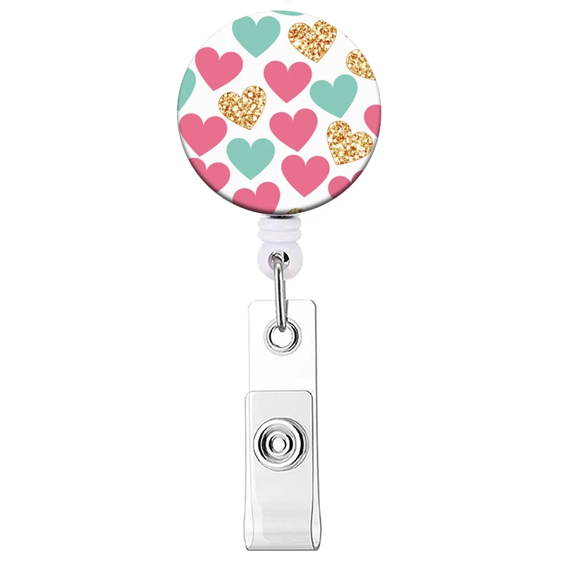 Neue Stil Farbe Liebe Versenkbare Clip Reel Karte Halter Herz Form ID Business Arbeit Karte Yoyo Abzeichen Halter Büro Liefert – Detail 9