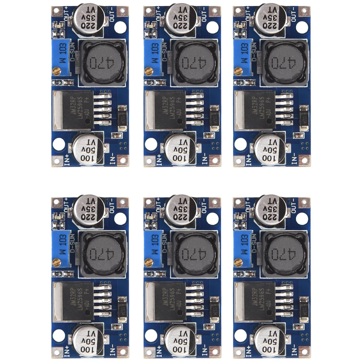 バックコンバータ,電源モジュール,lm2596,3.0-40vから1.5-35v,6パック