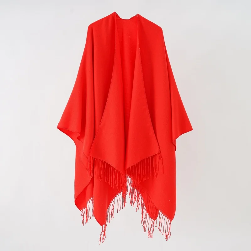 A lady\'s solid color shawl Europe and America warm solid color cloak