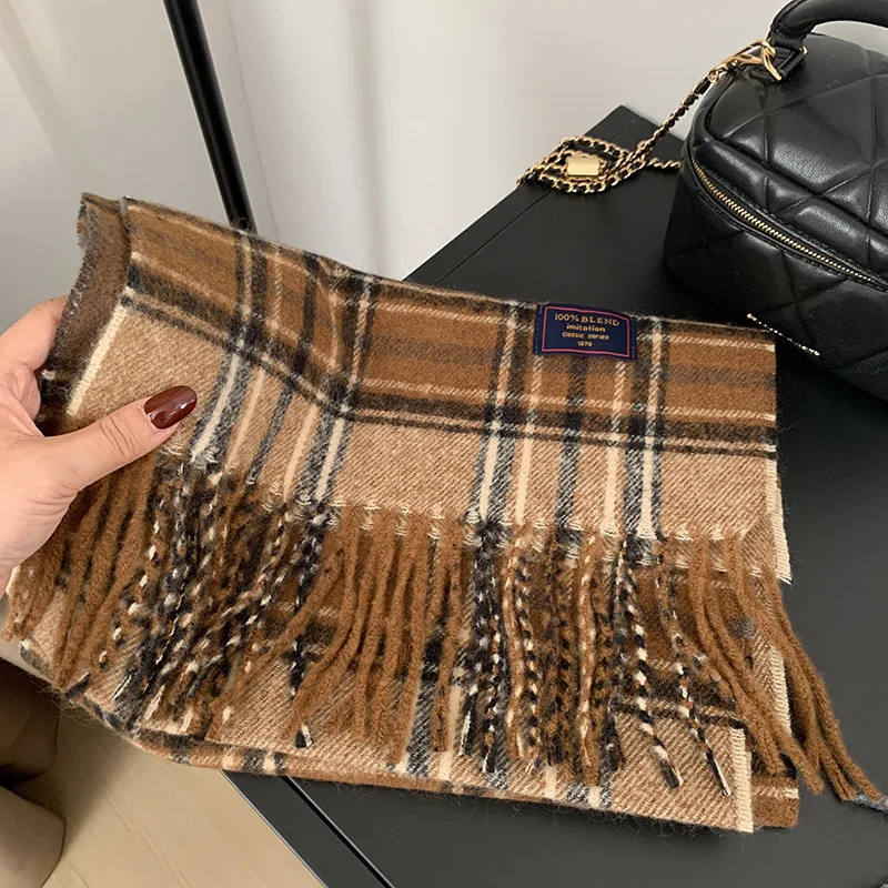 الفاخرة منقوشة وشاح شتاء دافئ الكشمير المرأة طويلة الباشمينا فولارد الأوشحة الإناث سيدة شرابة شال يلتف 2025 تصميم جديد #3