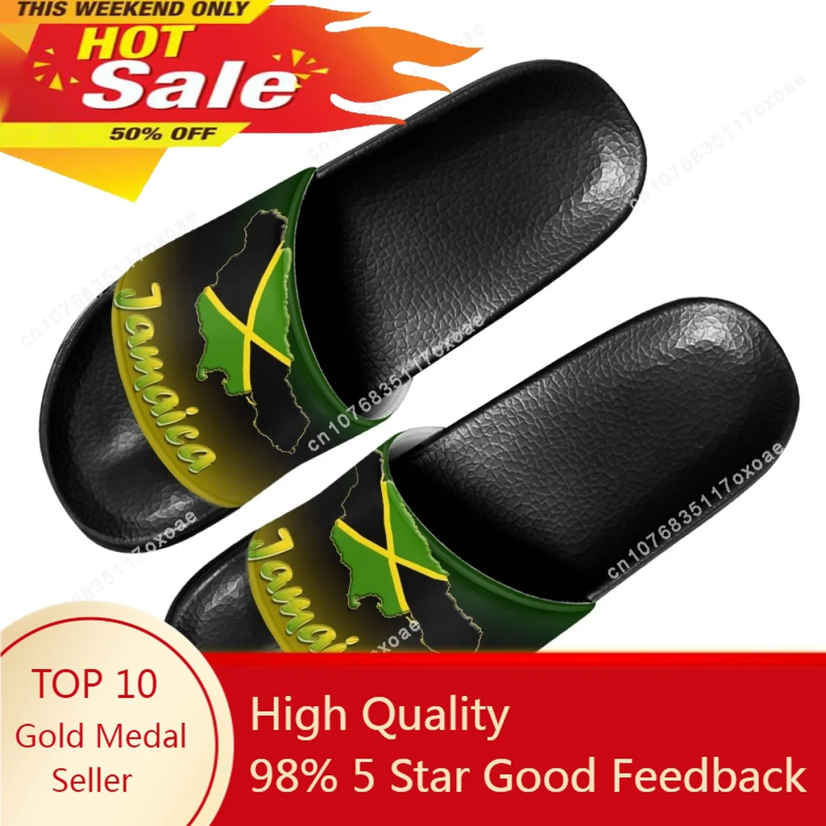 

Art Design Jamaica Flag Print Women's Slippers Summer EVA Lightweight Non-slip Slippers Couple Outdoor Beach Wading Flat Sandals