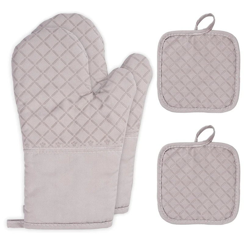 

Pot Holders And Oven Mitts Heat Resistant 4 Piecethick Cotton Anti-Slip Oven Mitts Kitchen Hot Pads For The Oven