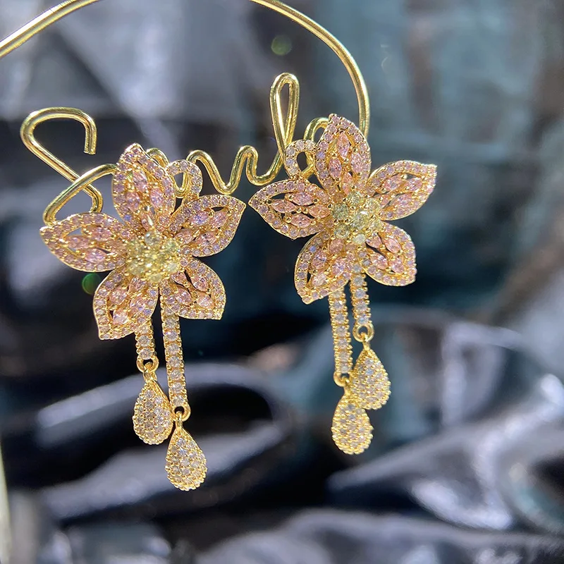 

Серьги-гвоздики для женщин, серебряные иглы 925 пробы, позолоченные 18 карат, роскошные висячие серьги, ювелирные изделия, женские аксессуары для свадебной вечеринки