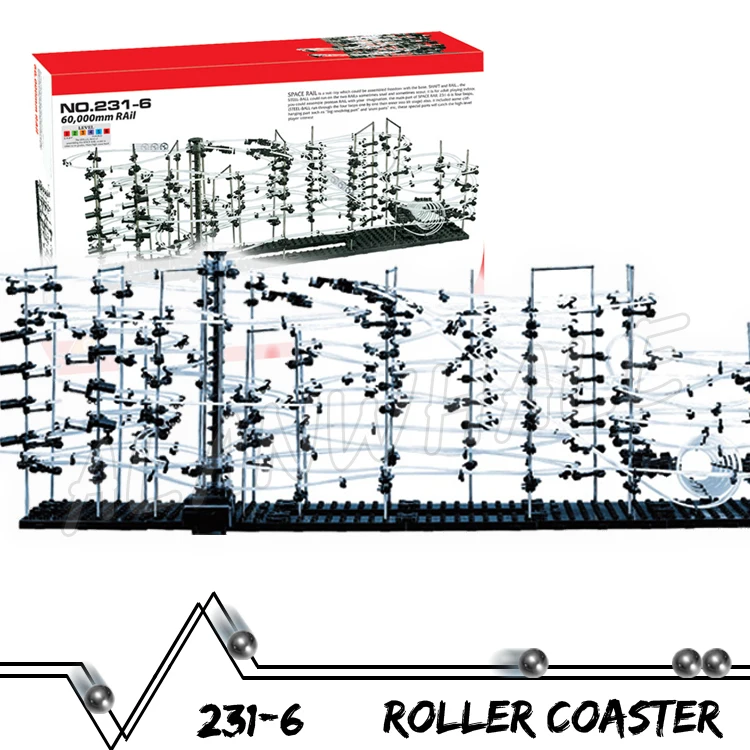 6000cm Rail Level 6 Marble Run Maze Roller Coaster Electric Elevator Model Building Boy STEM Learning Set Rolling ball Sculpture