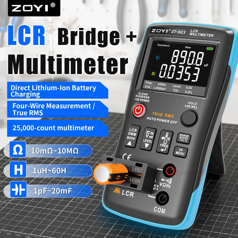 ZOYI ZT-XC1 Digital LCR Meter 25000 Counts Multimeter Resistance Capacitance Inductance ESR Meter Electronic Component Tester view 2