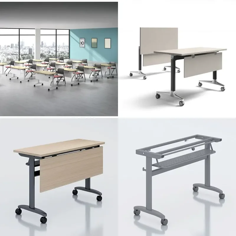 Commercial Furniture Meeting Room Wooden Folding Office Desk Library School Tables Chairs Modern Conference Desk Folding