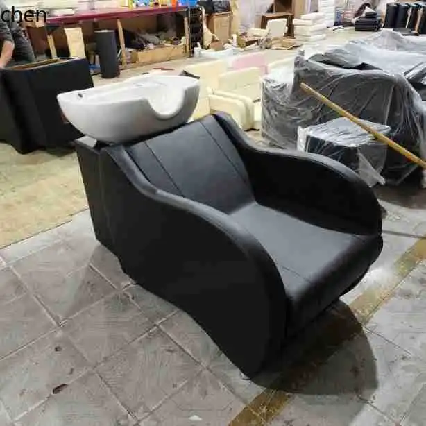 HXL Ceramic Basin Semi-Reclining Massage Head Therapy Shampoo Bed Hair Salon Multi-Functional Washing Bed