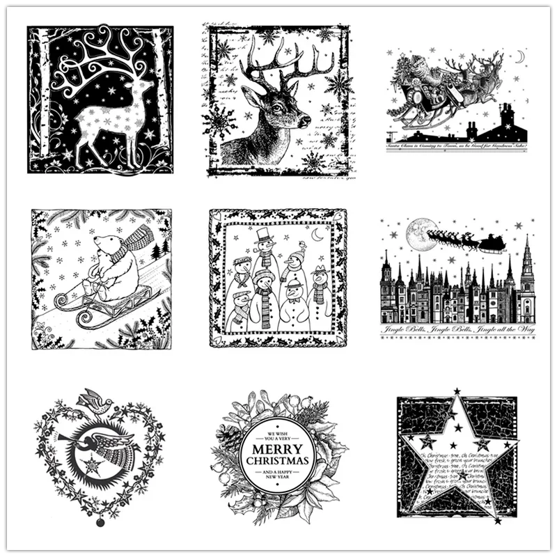 

New Arrival Christmas Clear Stamps 2022 For Scrapbooking Paper Making Elk Sled Snowman Account Craft Set Card Transparent Seal