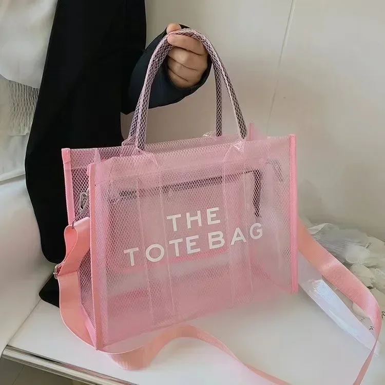 Fashion New High Capacity PVC Women\'s Bag Transparent Tote Bag Jelly Bag Handheld One Shoulder Crossbody Tote Bag