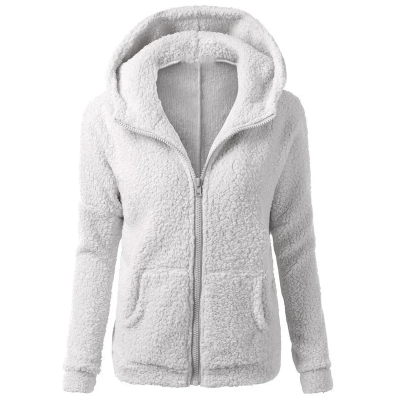 Spring Autumn Hoodie Jacket for Women Warm Hooded Casual Female Hoodies Sweatershirt Zipper Solid Color Soft Fleece Women Coat