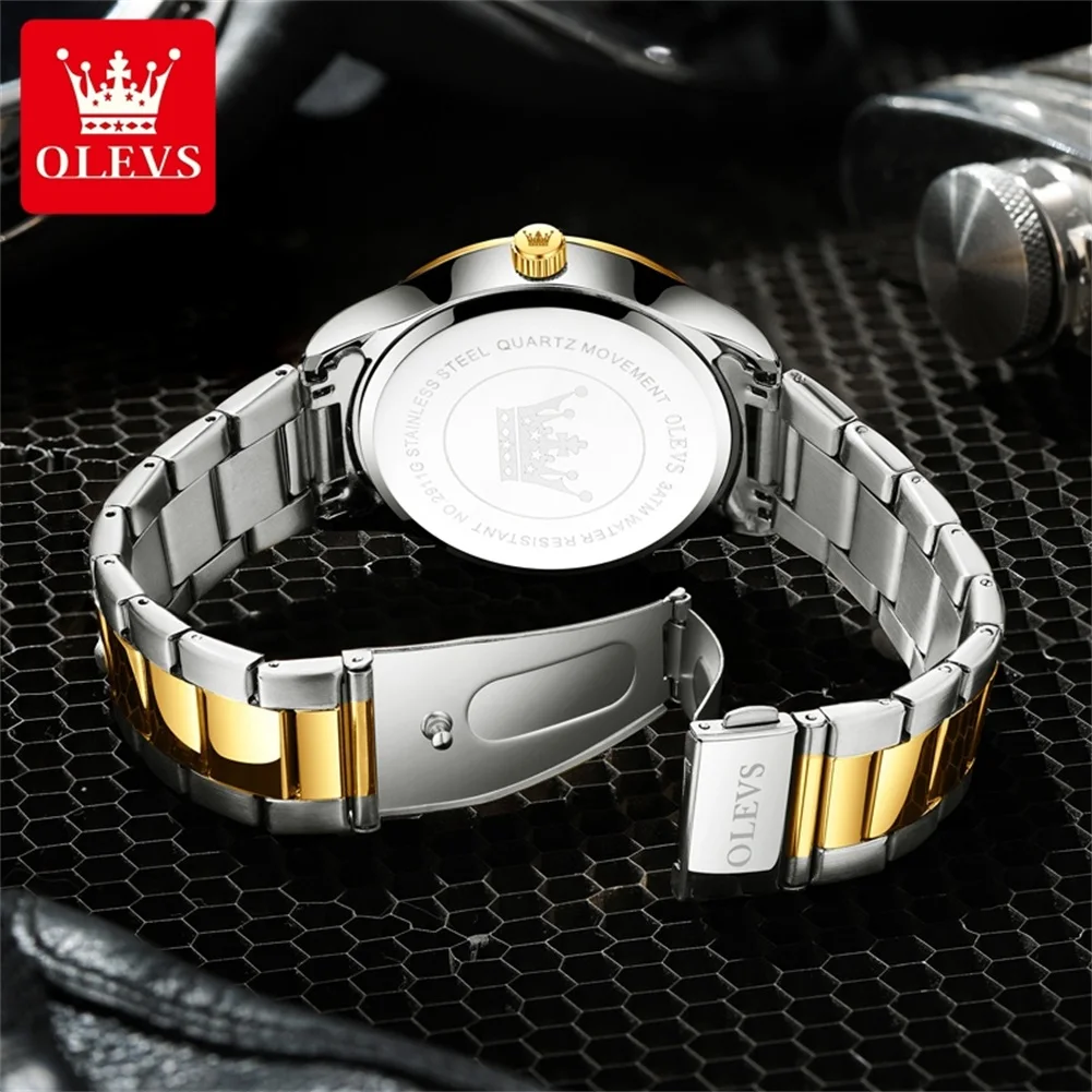 OLEVS New Classic Retro Roman Numerals Dial Quartz Men\'s Wristwatch Stainless Steel Waterproof Auto Date Business Watch for Men