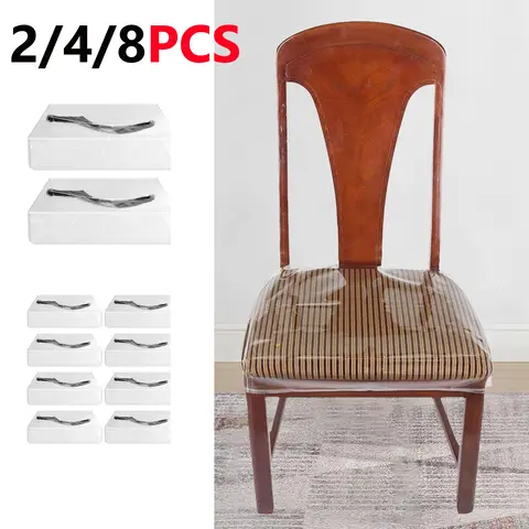 Transparent Plastic Chair Cover PVC Dining Chairs Protector Stain Resistant Waterproof Cover Anti Scratch Dining Chair Slipcover
