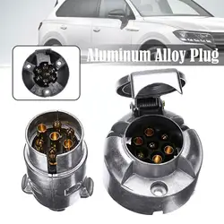 7 Pin Aluminium Alloy Plug Trailer Truck Towing Electrics 12V Connector EU Plug Professional Replacement For Truck E5N0