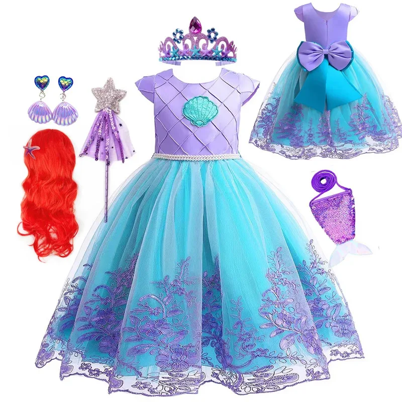 

Mermaid Dress Girls Princess Costume Cosplay Dress Kids for Girl Halloween Carnival Birthday Ball Gown Party Clothing