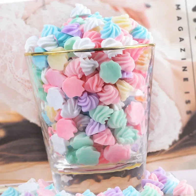 14mmX10mm Meringue Resin Charms, Simulation Cream Candy Food Charms DIY Accessories for Hair Clips, Cream Glue Phone Case Crafts