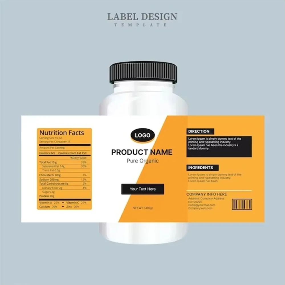 ملصقات لاصقة مخصصة | الشركة المصنعة لملصقات الزجاجات المكملة | توريد ملصقات التغليف الآمنة للطعام