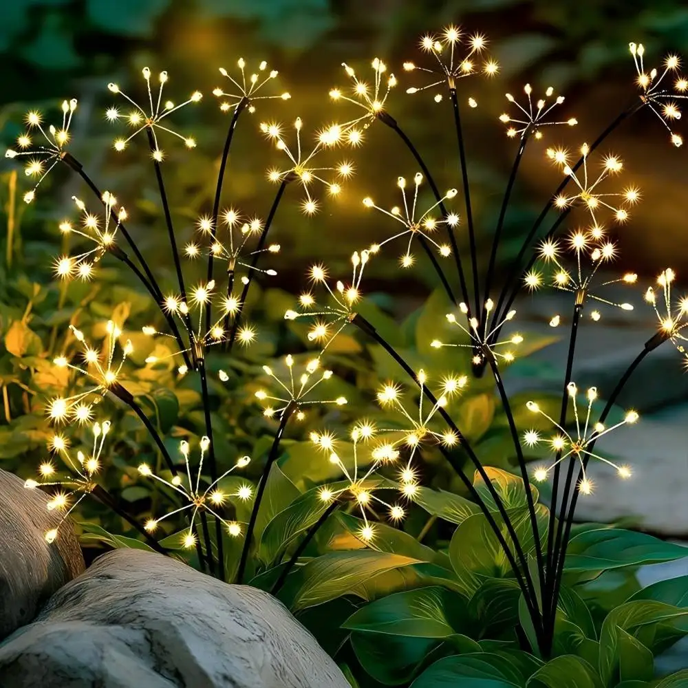 1PC 6Head Ground Mounted Solar Fireworks Courtyard Light, Suitable For Outdoor Courtyard, Garden, Lawn Landscape Decoration