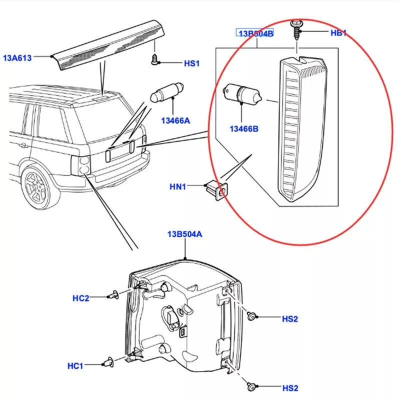 

A32Z-1Pair Rear Tailgate Reverse Backup Lamp For Land Rover Range Rover L322 02-12 XFD000053/XFD000043 License Plate Light
