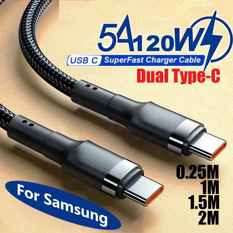120W Schnellladegerät PD Schnellladung Hochwertiges USB-C-auf-USB-Typ-C-Kabel für iPhone Xiaomi 15 Plus Pro Max Samsung S24