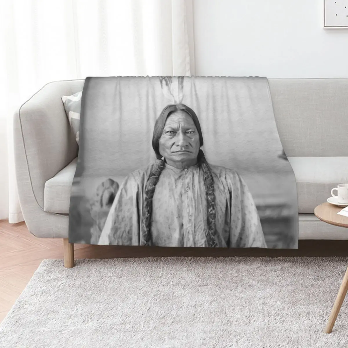 

Sitting Bull Hunkpapa Lakota leader Standing Rock United States USA Aboriginal Picture black and white HD High Qua Throw Blanket