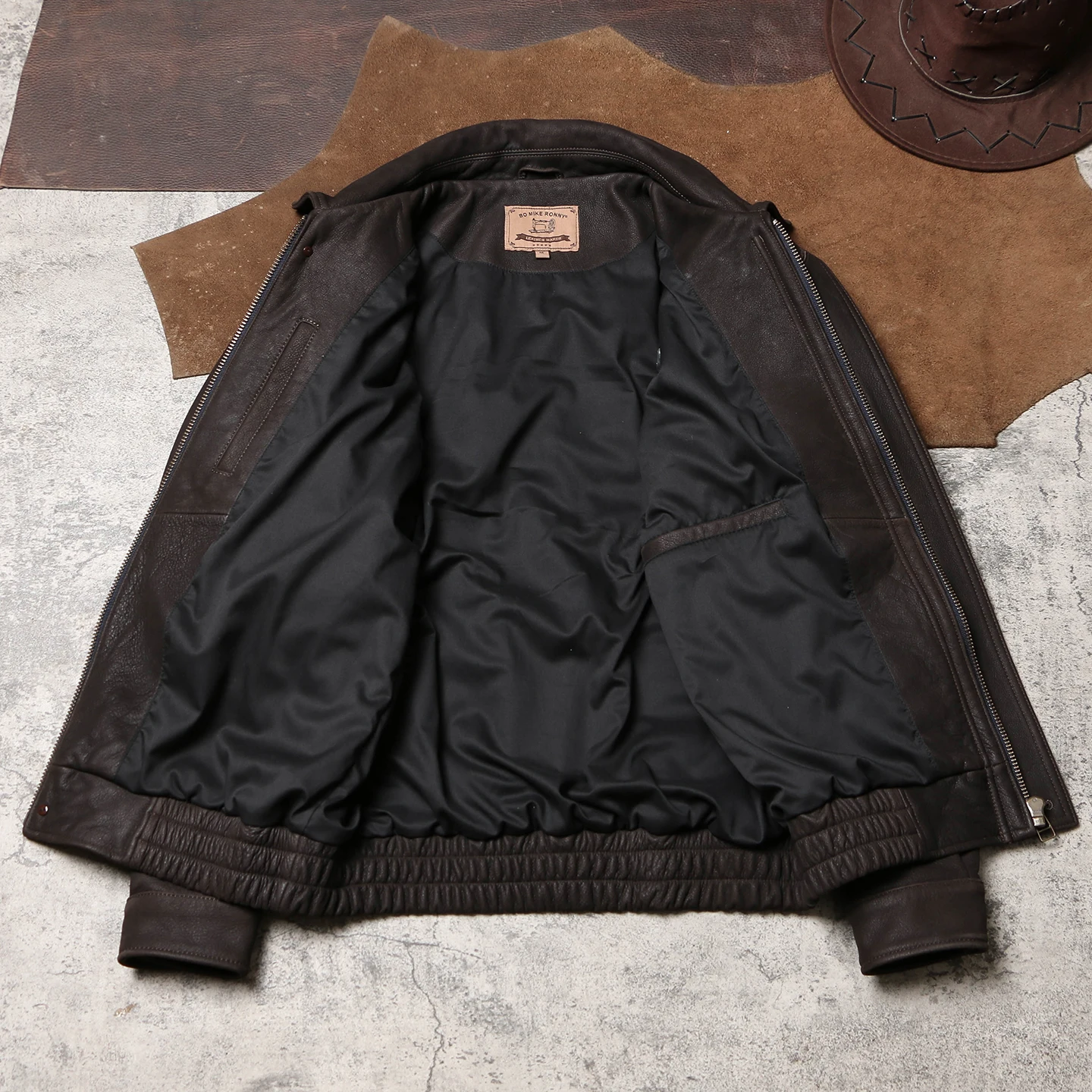 แจ็คเก็ตหนังสีน้ำตาลเข้มสำหรับผู้ชาย สไตล์เรโทร ไซส์ใหญ่พิเศษ 5XL หนังวัวแท้ ทรงหลวม ปกพับได้