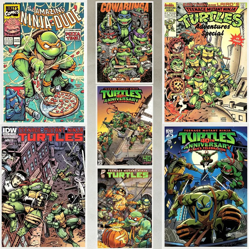 popular Teenage Mutant Ninja Turtles Poster Poster HD Waterproof Self-adhesive Art Print Wall Decor for Bedroom Living Room Gift