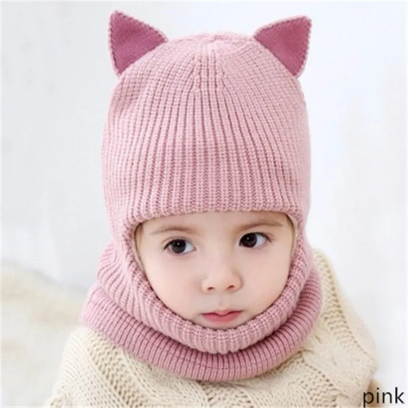 Children's Winter Cold Face Mask Headgear Bib Hat Plus Velvet Thick Windproof Hat Face Mask Hat + Neck Sleeve  scarf