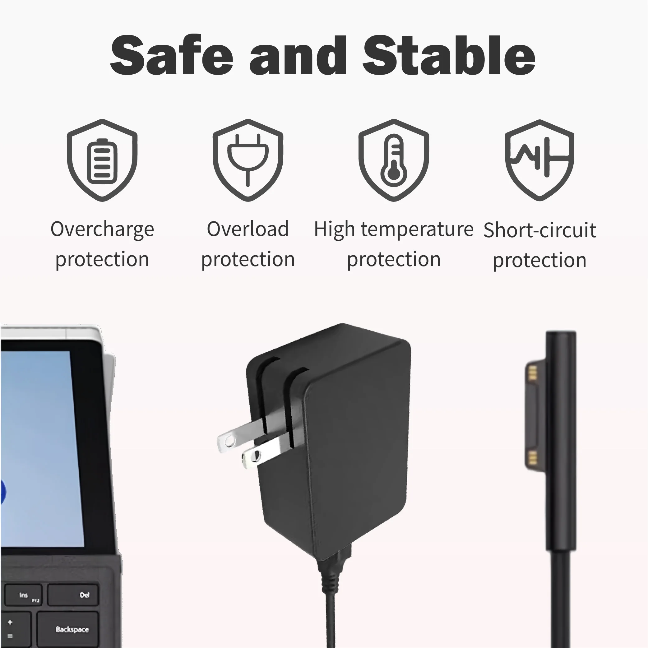 24W محول شاحن 24 وات لجهاز Microsoft Surface Go/Go 2/Go 3 Surface Pro 3 Pro 4 Pro 5 M3 1631/1724/1796 15V 1.6W