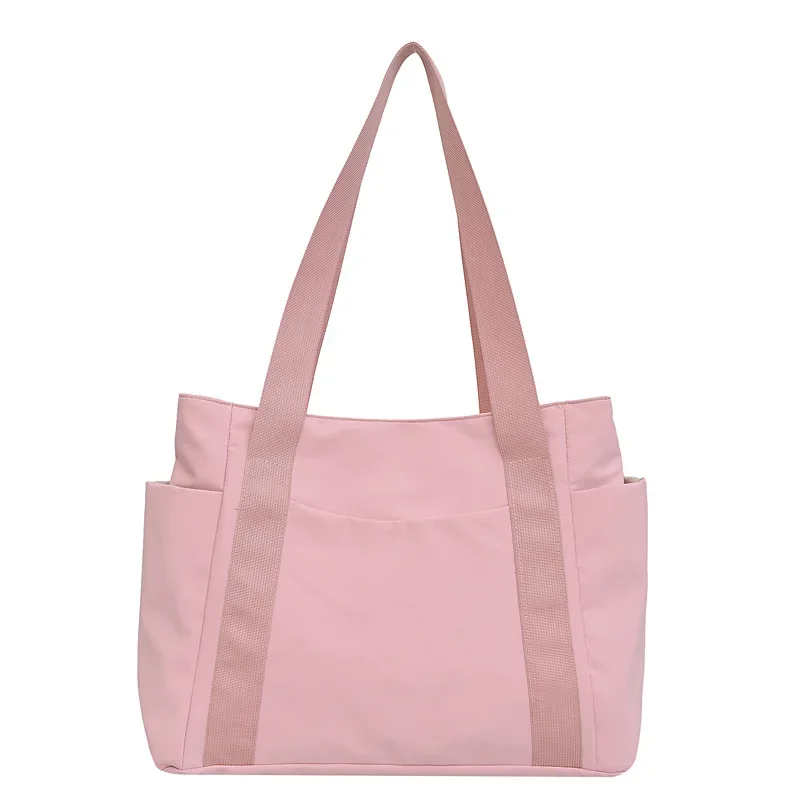 2024 New Women\'s Japanese Solid Color Tote Bag Single Shoulder Casual Simple Mommy Going Out Bag Canvas Portable Simple