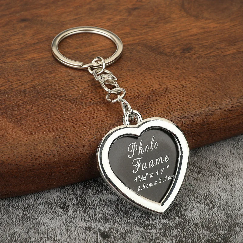 1Pcs Photo Frame Keychain Insert Photo Metal Blank Keyring Heart Picture Pendant Key Chains Decor Best Friend Christmas Gift