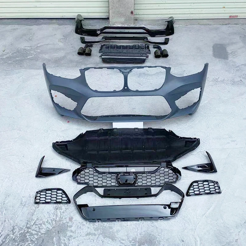 

X4 G02 2017-2021 Front Bumper Conversion Kit with Grille And Rear Diffuser Exhaust Pipes for X4M Style Change
