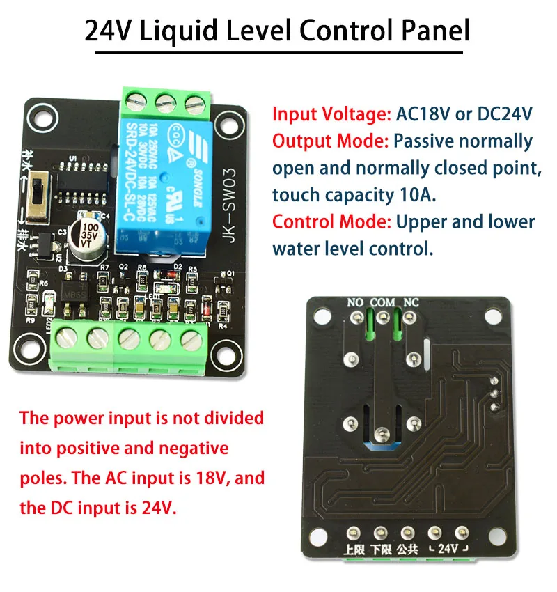 5v12v24v Electrode Type Water Level Detection and Control Circuit Board Can Be Switched to Replenish Drain and Pump Tank