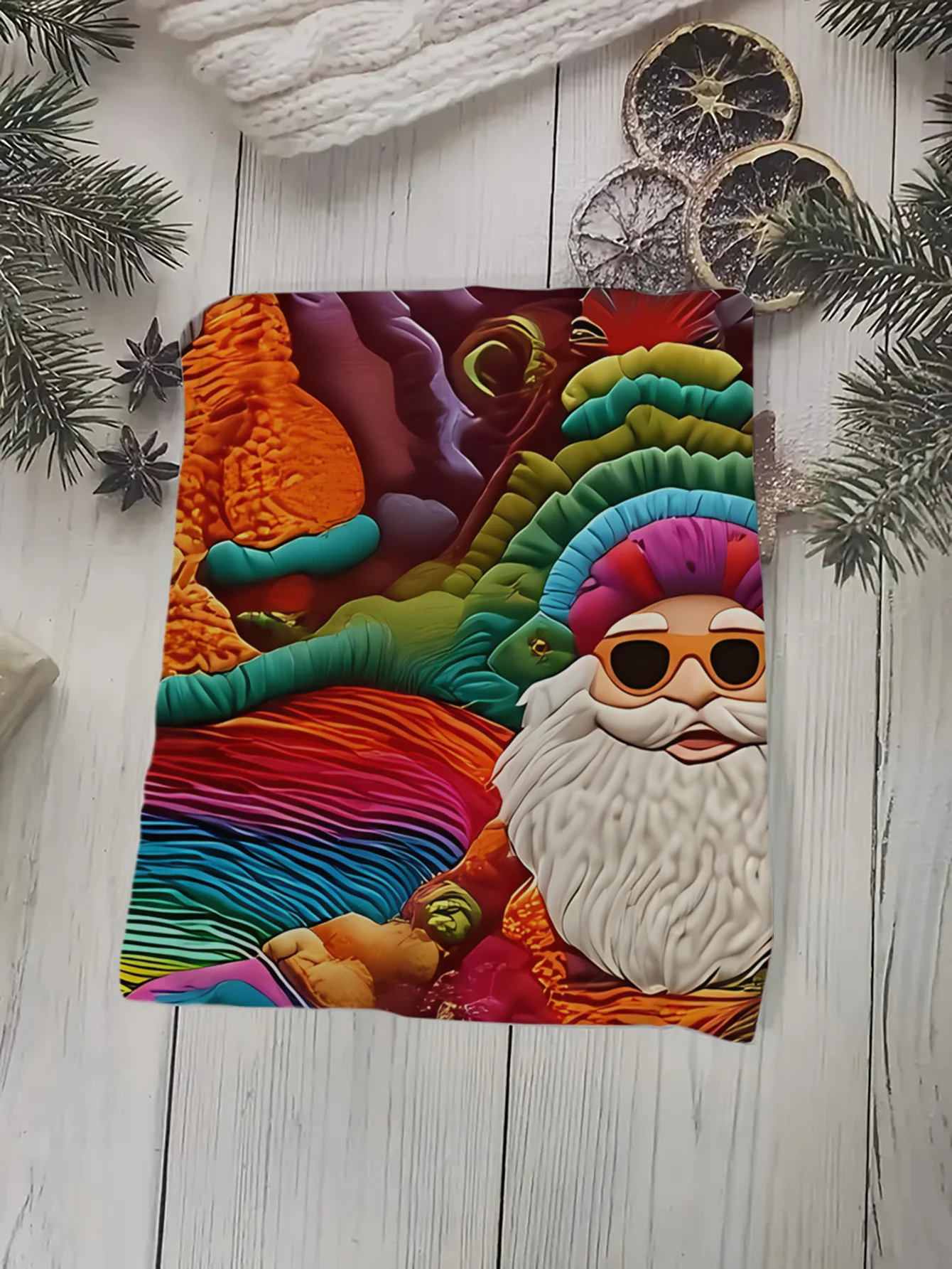 New Women Round Neck Long Sleeve T-shirt Colorful Santa Claus Street Print Casual Top Spring Autumn Ladies Daily Wear - view 3