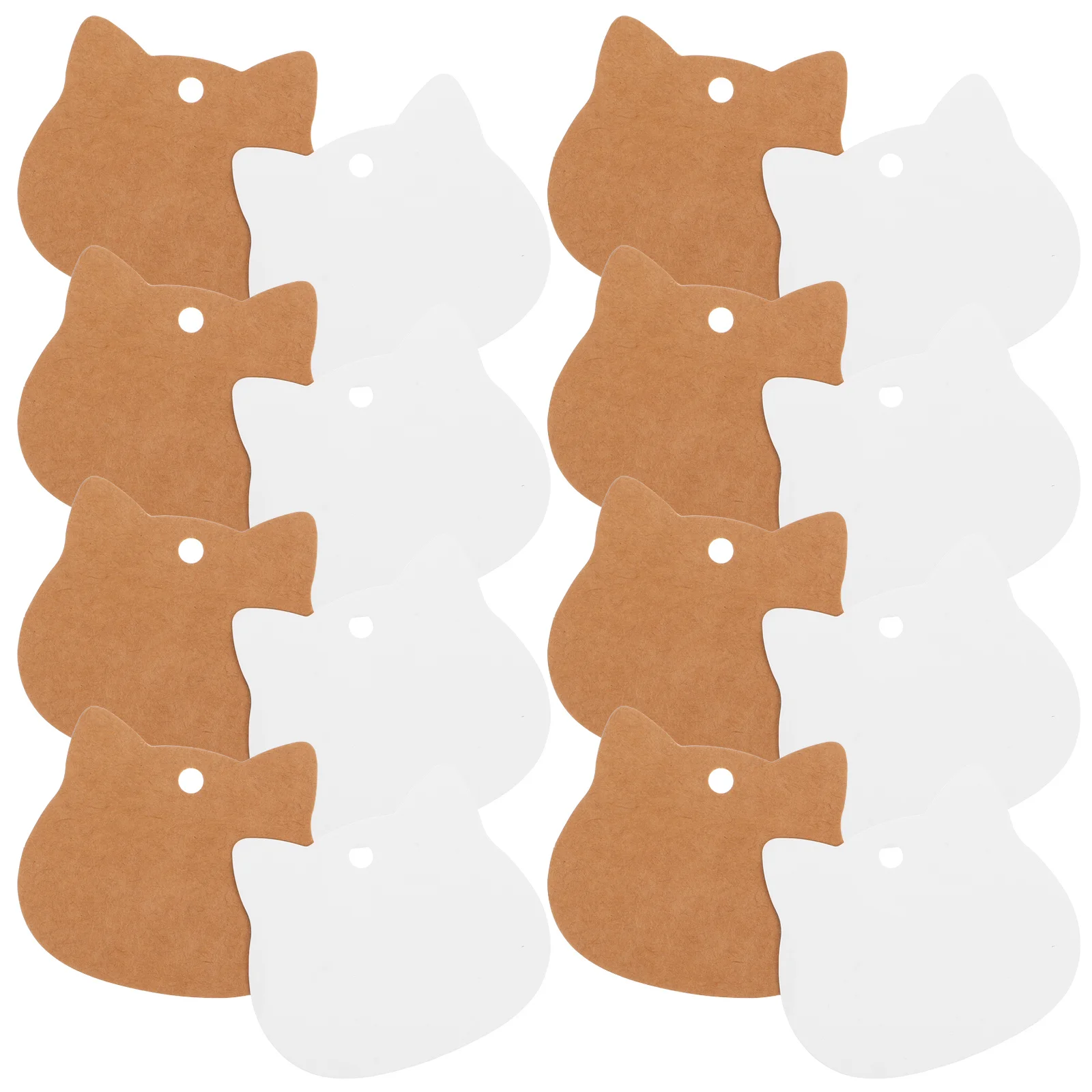 

200Pcs Cat Head Kraft Paper Tags Blank Writable DIY Hang Tags Pre-Punched Holes Wedding Favor Holiday Presents Party Decorations