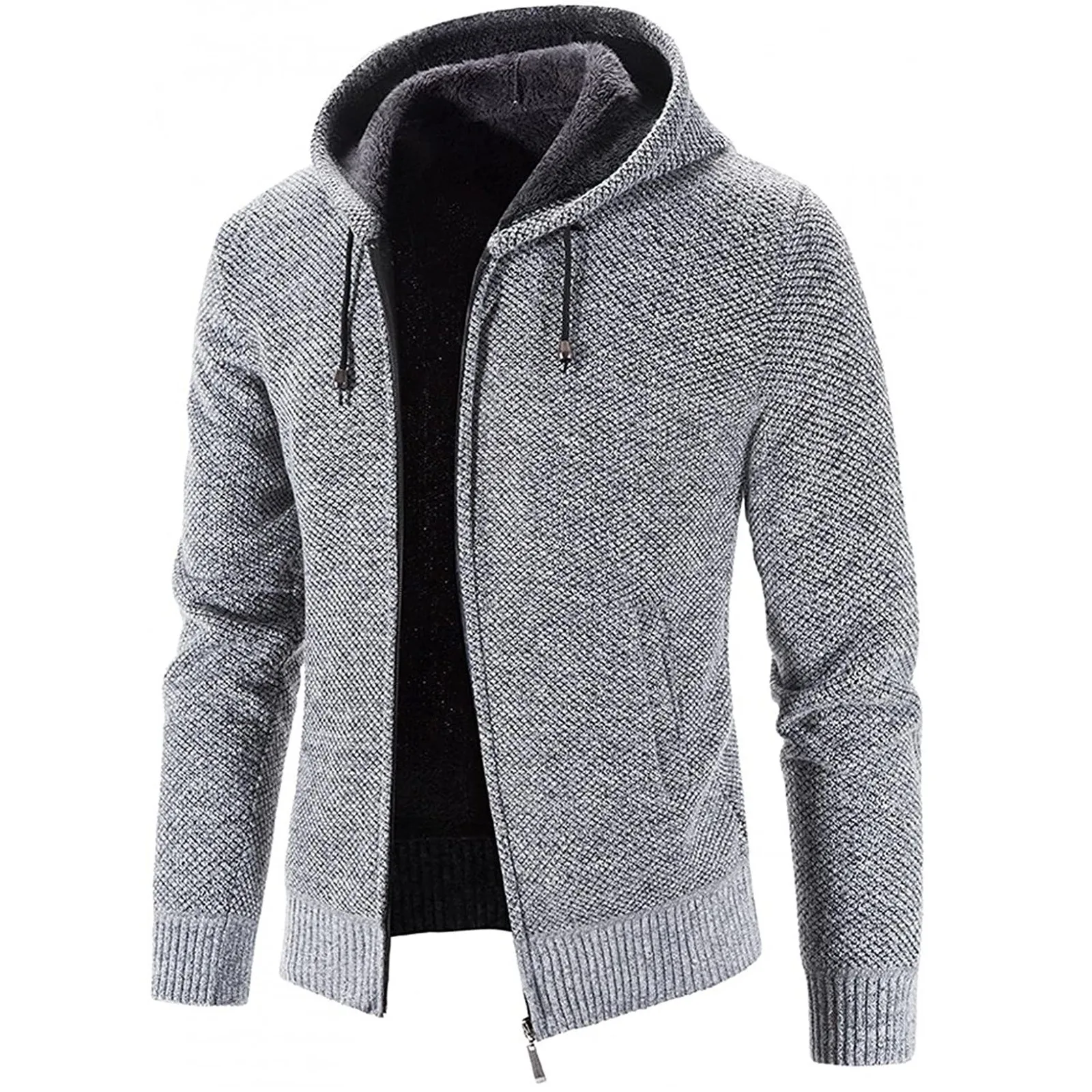 Autumn Winter Men's Fashion Leisure Long Sleeve Warm Solid Color Hooded Jackets Tops Fashion Streetwear Outdoor Top