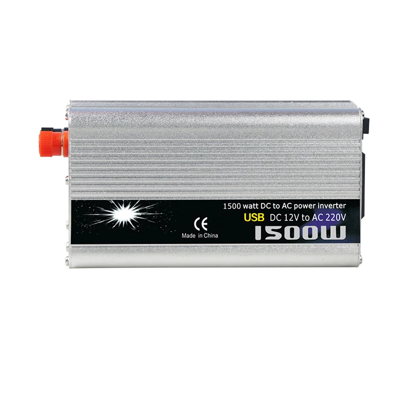 Inversor de vehículo de 1500W, fuente de potencia del inversor Solar, estándar estadounidense, convertidor de corriente estándar europeo, cc 12V/24V a CA 110V/220V