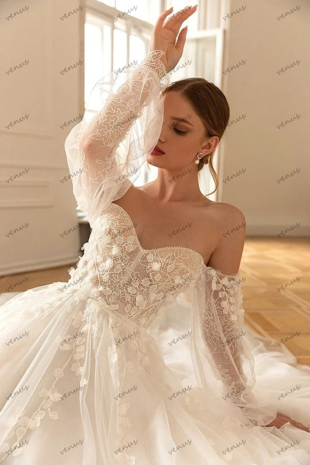 Abiti da sposa Vintage abiti da sposa graziosi Appliques di pizzo abiti con spalle scoperte Classic Princess Glamorous Vestidos De Novia