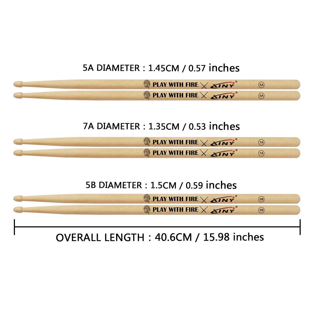 XINY-Maple Drum 5A 7A 5B Imported Material Price Affordable Drum Strike Rod Pair Set-A pair image 2
